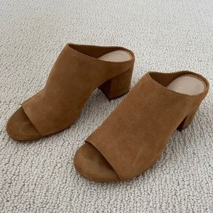 Lord & Taylor Brown Suede Leather Healed Mules